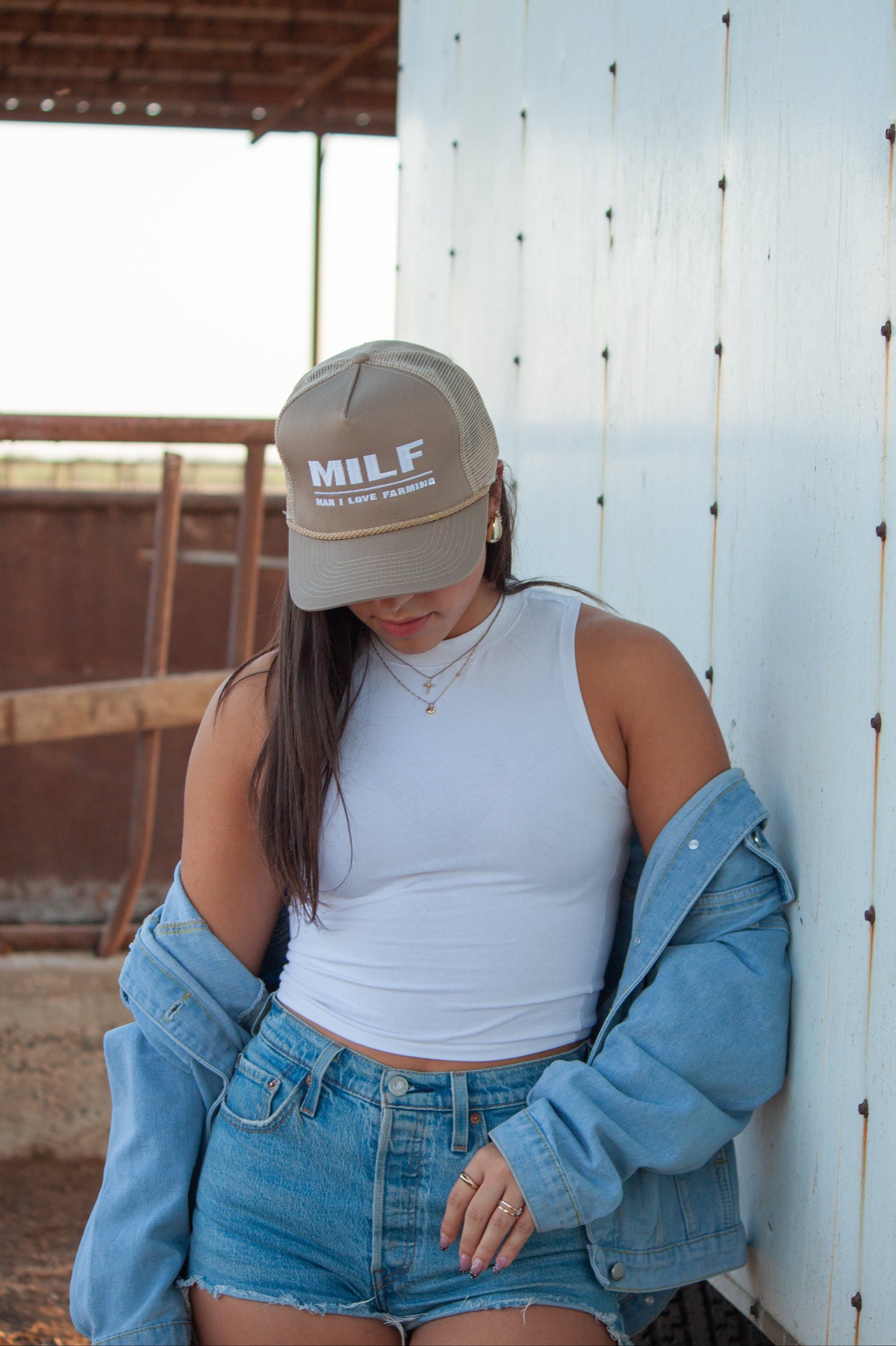 MILF Khaki Embroidered Trucker Hat