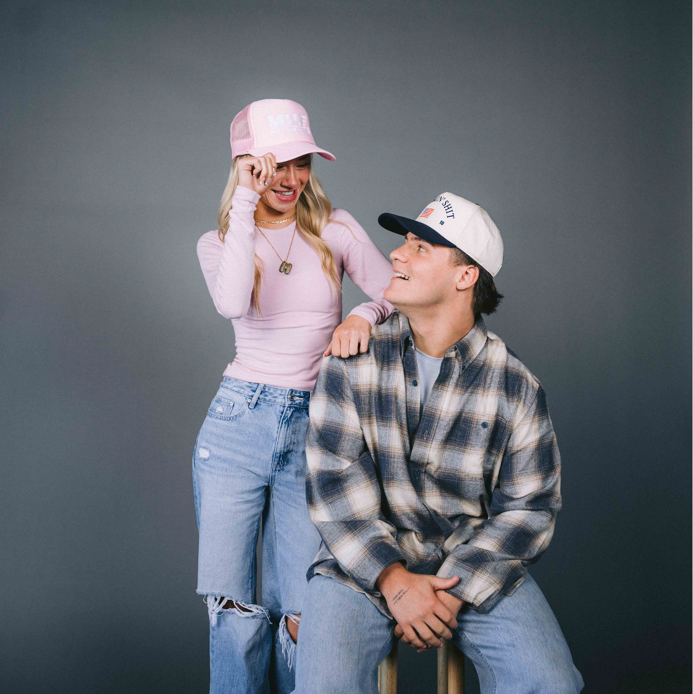 MILF Light Pink Embroidered Foam Trucker