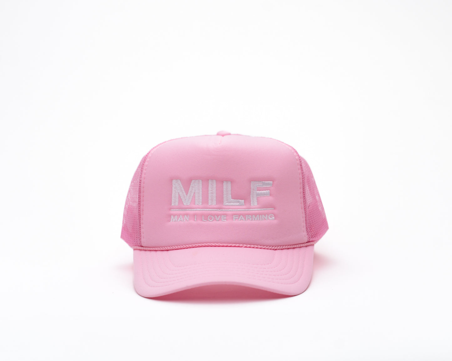 MILF Light Pink Embroidered Foam Trucker