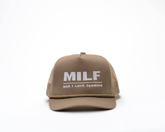 MILF Khaki Embroidered Trucker Hat