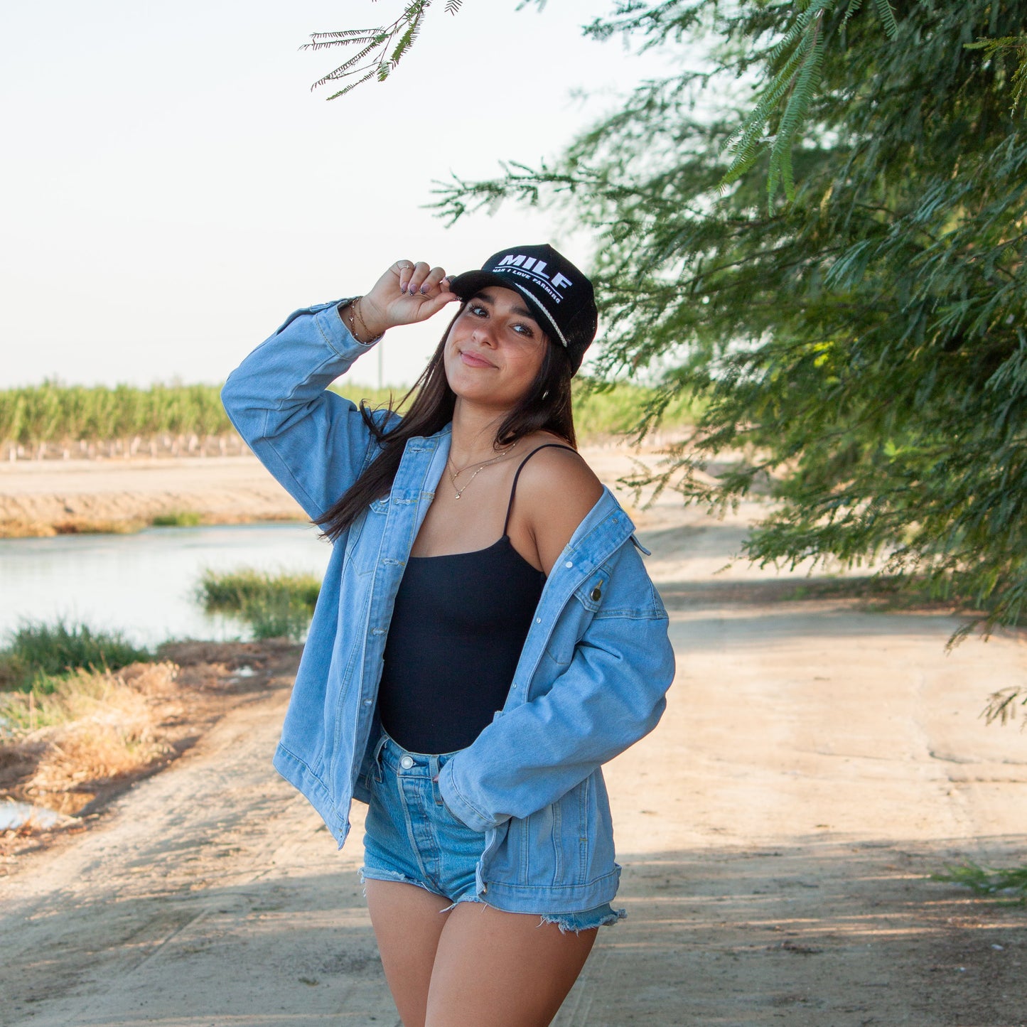 MILF Embroidered White Rope Trucker Hat
