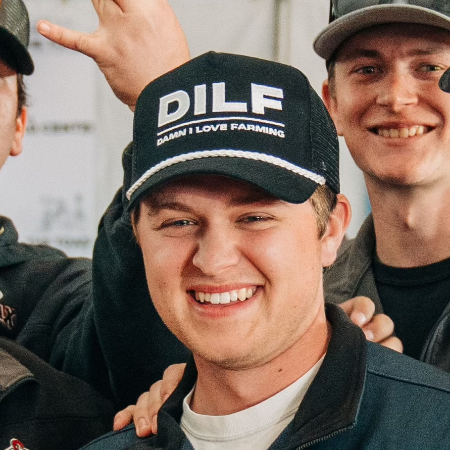 DILF Embroidered White Rope Trucker Hat